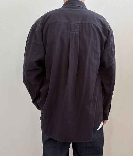 MHL./GARMENT DYE PLATED ORGANIC COTTON SHIRT (BLACK)
