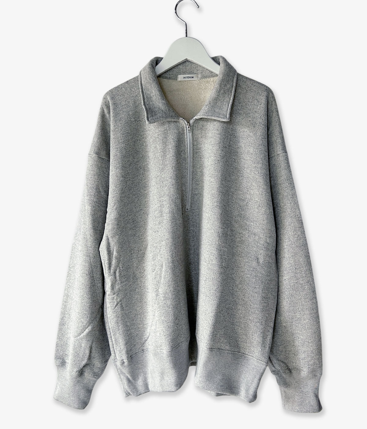 INTERIM/HYPER BIG HALF ZIP COLLAR  LOOP WHEEL SWEAT SHIRT (A.GRAY)