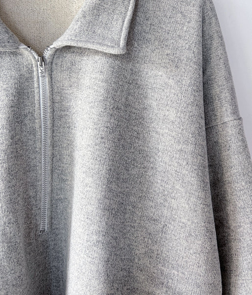 INTERIM/HYPER BIG HALF ZIP COLLAR  LOOP WHEEL SWEAT SHIRT (A.GRAY)