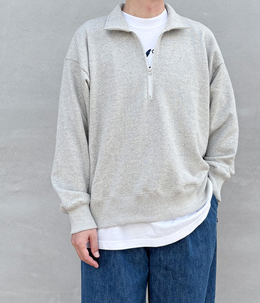 INTERIM/HYPER BIG HALF ZIP COLLAR  LOOP WHEEL SWEAT SHIRT (A.GRAY)