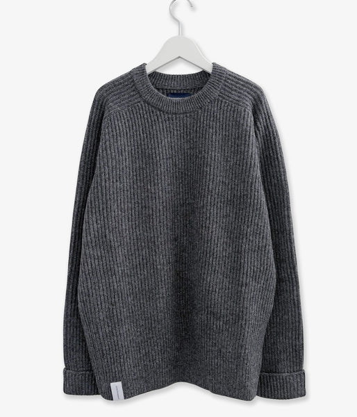 DESCENDANT/CLAM CREW NECK KNIT (GRAY)