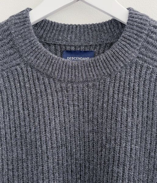 DESCENDANT/CLAM CREW NECK KNIT (GRAY)