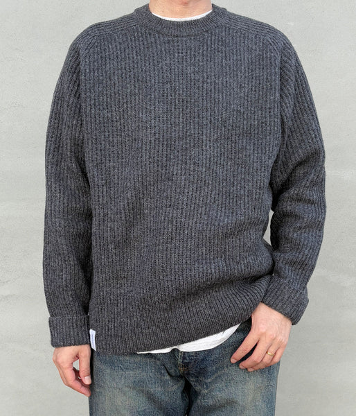 DESCENDANT/CLAM CREW NECK KNIT (GRAY)