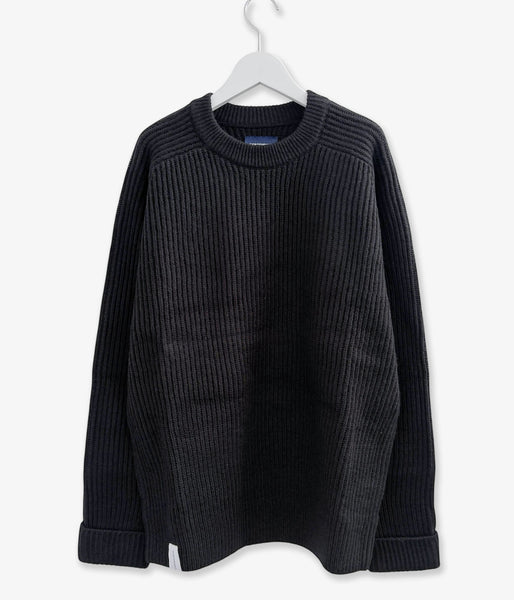 DESCENDANT/CLAM CREW NECK KNIT (BLACK)