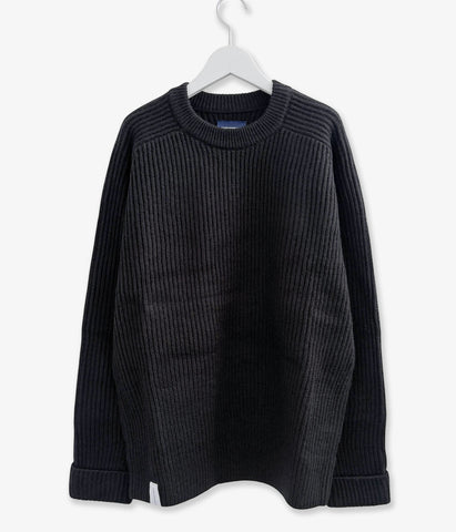 DESCENDANT/CLAM CREW NECK KNIT (BLACK)