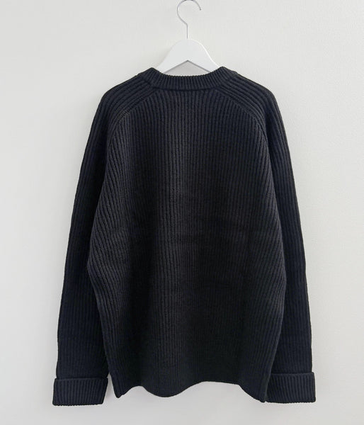 DESCENDANT/CLAM CREW NECK KNIT (BLACK)