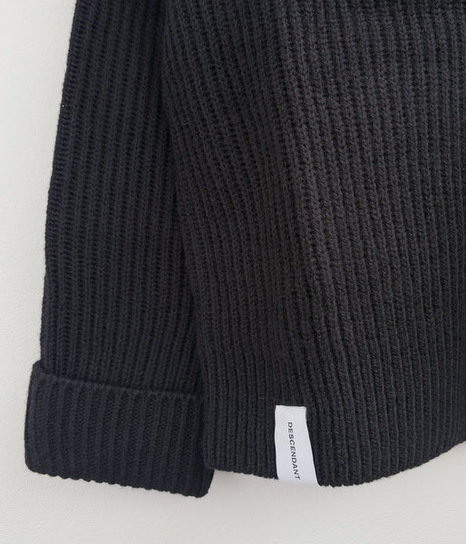 DESCENDANT/CLAM CREW NECK KNIT (BLACK)