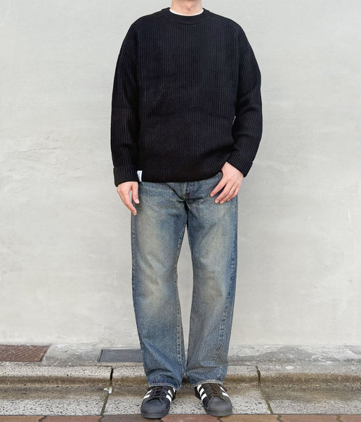 DESCENDANT/CLAM CREW NECK KNIT (BLACK)
