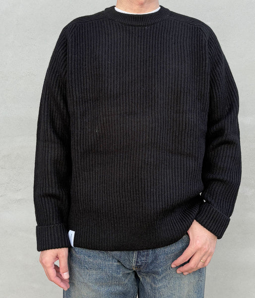 DESCENDANT/CLAM CREW NECK KNIT (BLACK)