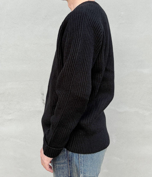 DESCENDANT/CLAM CREW NECK KNIT (BLACK)