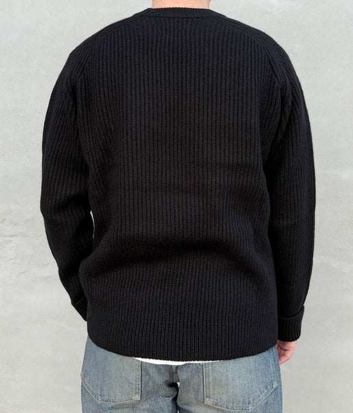 DESCENDANT/CLAM CREW NECK KNIT (BLACK)