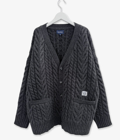 DESCENDANT/NURSE KNIT CARDIGAN (CHARCOAL)