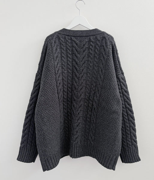 DESCENDANT/NURSE KNIT CARDIGAN (CHARCOAL)