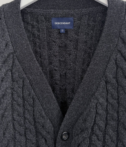 DESCENDANT/NURSE KNIT CARDIGAN (CHARCOAL)
