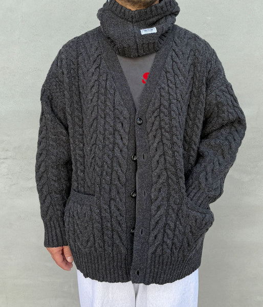 DESCENDANT/NURSE KNIT CARDIGAN (CHARCOAL)