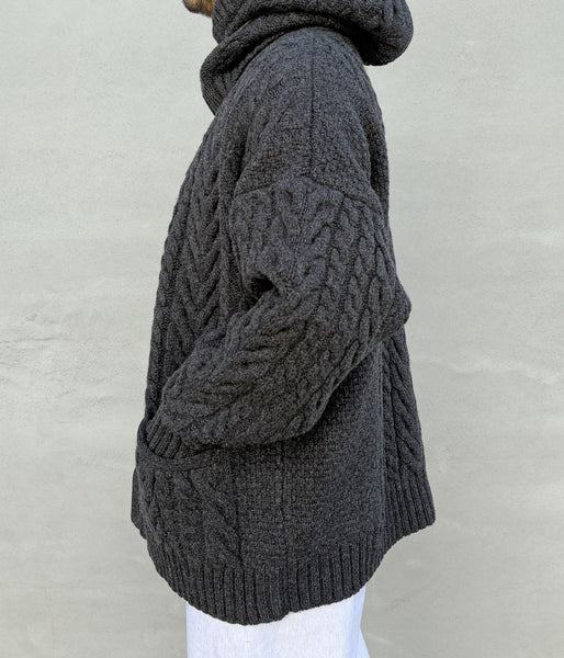 DESCENDANT/NURSE KNIT CARDIGAN (CHARCOAL)