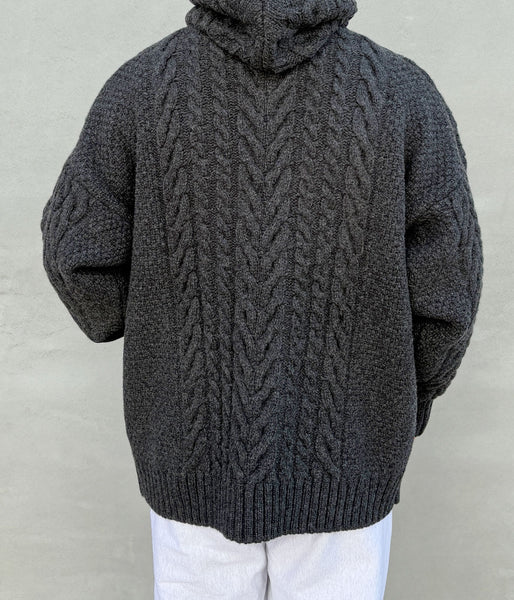 DESCENDANT/NURSE KNIT CARDIGAN (CHARCOAL)