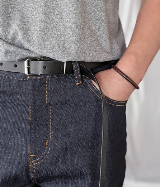MHL./ROLLER BUCKLE LEATHER BELT