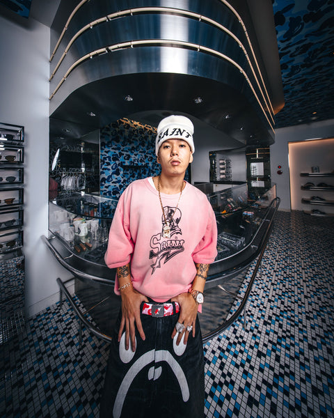 SAINT MICHAEL/BAPE_SS CRW N SWT/SNT STAR/PNK