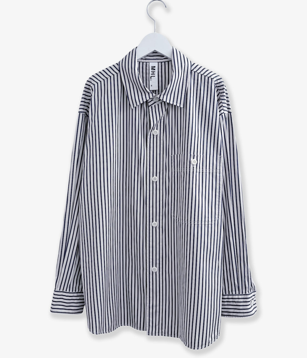 MHL./VINTAGE COMPACT COTTON STRIPE SHIRT (BLUE)