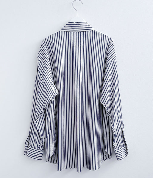 MHL./VINTAGE COMPACT COTTON STRIPE SHIRT (BLUE)
