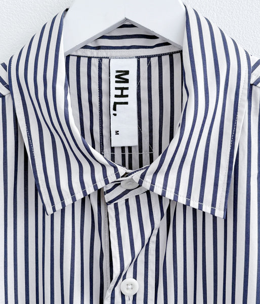 MHL./VINTAGE COMPACT COTTON STRIPE SHIRT (BLUE)