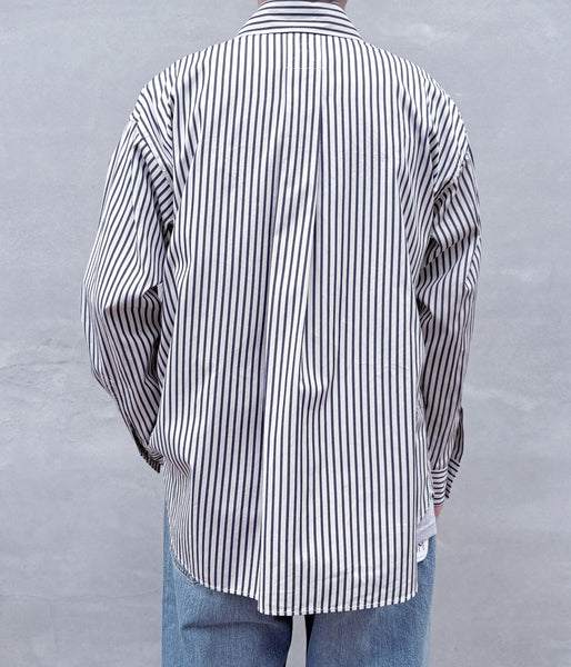 MHL./VINTAGE COMPACT COTTON STRIPE SHIRT (BLUE)