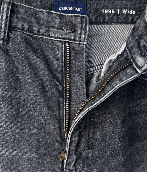 DESCENDANT/1995 DENIM TROUSERS BUGGY HARD WASH (BLACK)