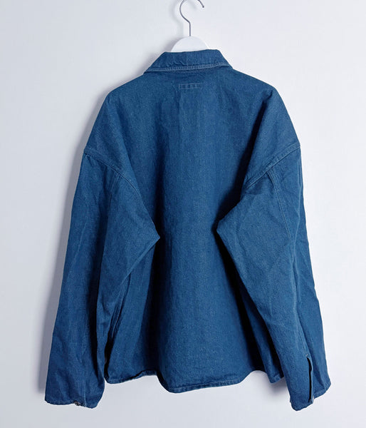 INTERIM/BLUE SHUTTLE DENIM HYPER BIG SINGLE NEEDLE US ARMY PULLOVER JACKET (BLUE)