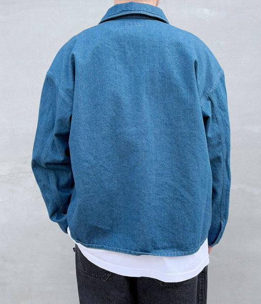 INTERIM/BLUE SHUTTLE DENIM HYPER BIG SINGLE NEEDLE US ARMY PULLOVER JACKET (BLUE)