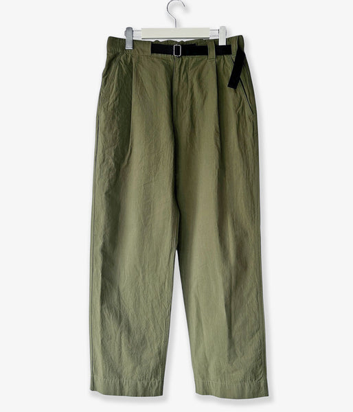 MHL./CRISP COTTON CHAMBRAY TROUSERS (OLIVE)