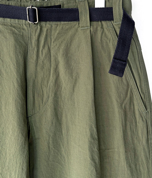 MHL./CRISP COTTON CHAMBRAY TROUSERS (OLIVE)