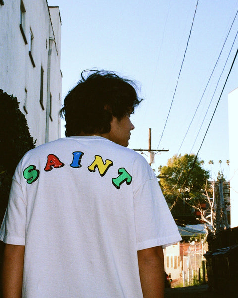 SAINT MICHAEL/JR_SS T-SHIRT/DESTROY/WHITE
