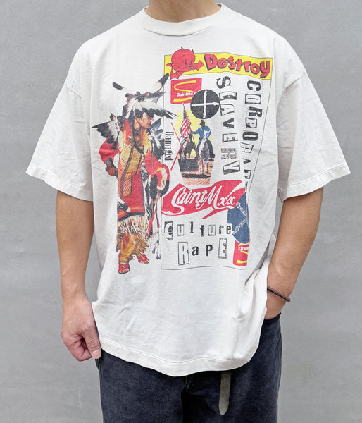 SAINT MICHAEL/JR_SS T-SHIRT/DESTROY/WHITE