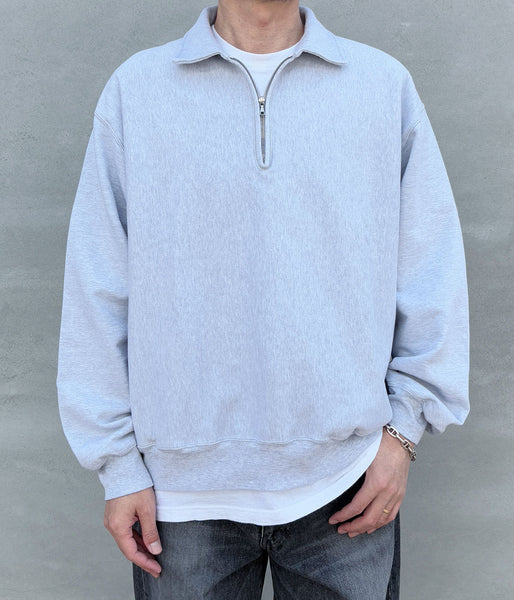 blurhms ROOTSTOCK/Thin-Sweat Harf-Zip P/O (HEATHER WHITE)