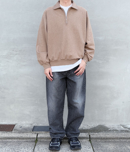 blurhms ROOTSTOCK/Thin-Sweat Harf-Zip P/O (HEATHER BEIGE)