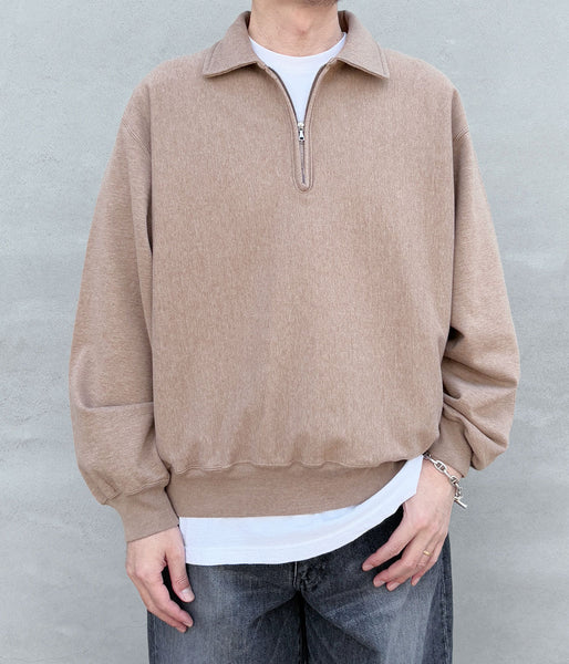 blurhms ROOTSTOCK/Thin-Sweat Harf-Zip P/O (HEATHER BEIGE)