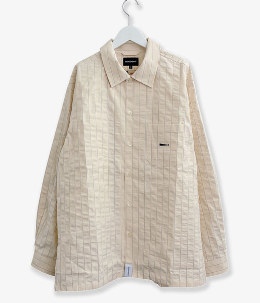 DESCENDANT/MILPITAS STRIPE LS SHIRT (BEIGE)