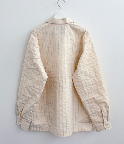 DESCENDANT/MILPITAS STRIPE LS SHIRT (BEIGE)