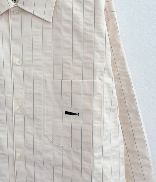 DESCENDANT/MILPITAS STRIPE LS SHIRT (BEIGE)