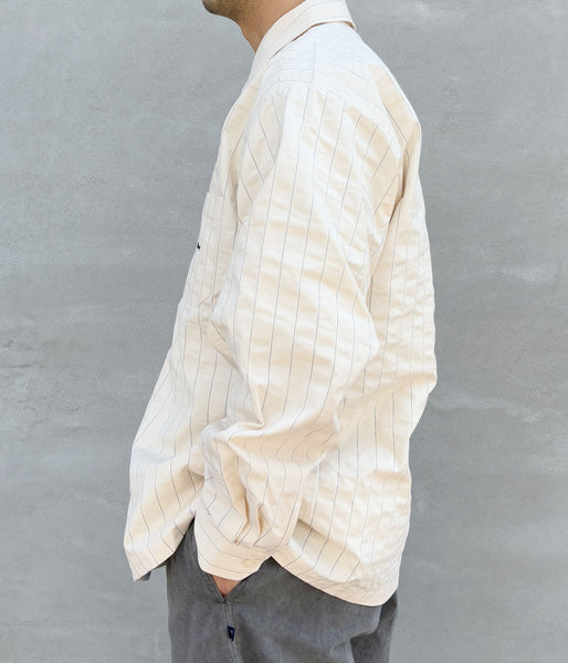 DESCENDANT/MILPITAS STRIPE LS SHIRT (BEIGE)
