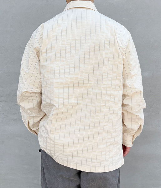 DESCENDANT/MILPITAS STRIPE LS SHIRT (BEIGE)