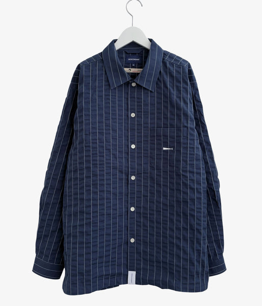 DESCENDANT/MILPITAS STRIPE LS SHIRT (NAVY)