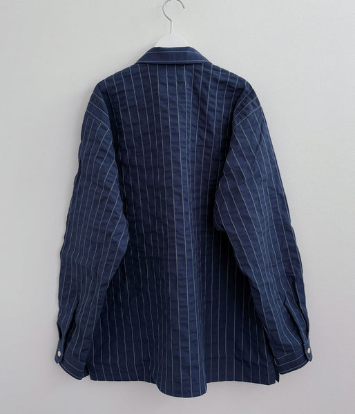 DESCENDANT/MILPITAS STRIPE LS SHIRT (NAVY)