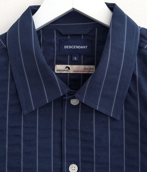 DESCENDANT/MILPITAS STRIPE LS SHIRT (NAVY)