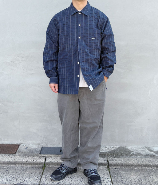 DESCENDANT/MILPITAS STRIPE LS SHIRT (NAVY)