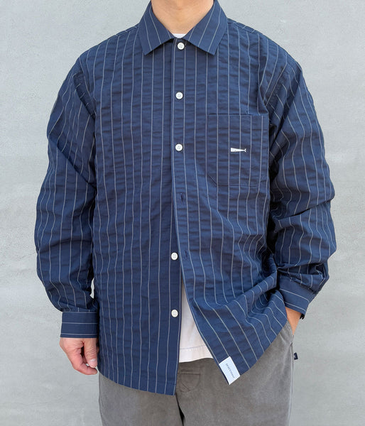DESCENDANT/MILPITAS STRIPE LS SHIRT (NAVY)