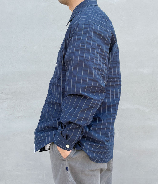 DESCENDANT/MILPITAS STRIPE LS SHIRT (NAVY)