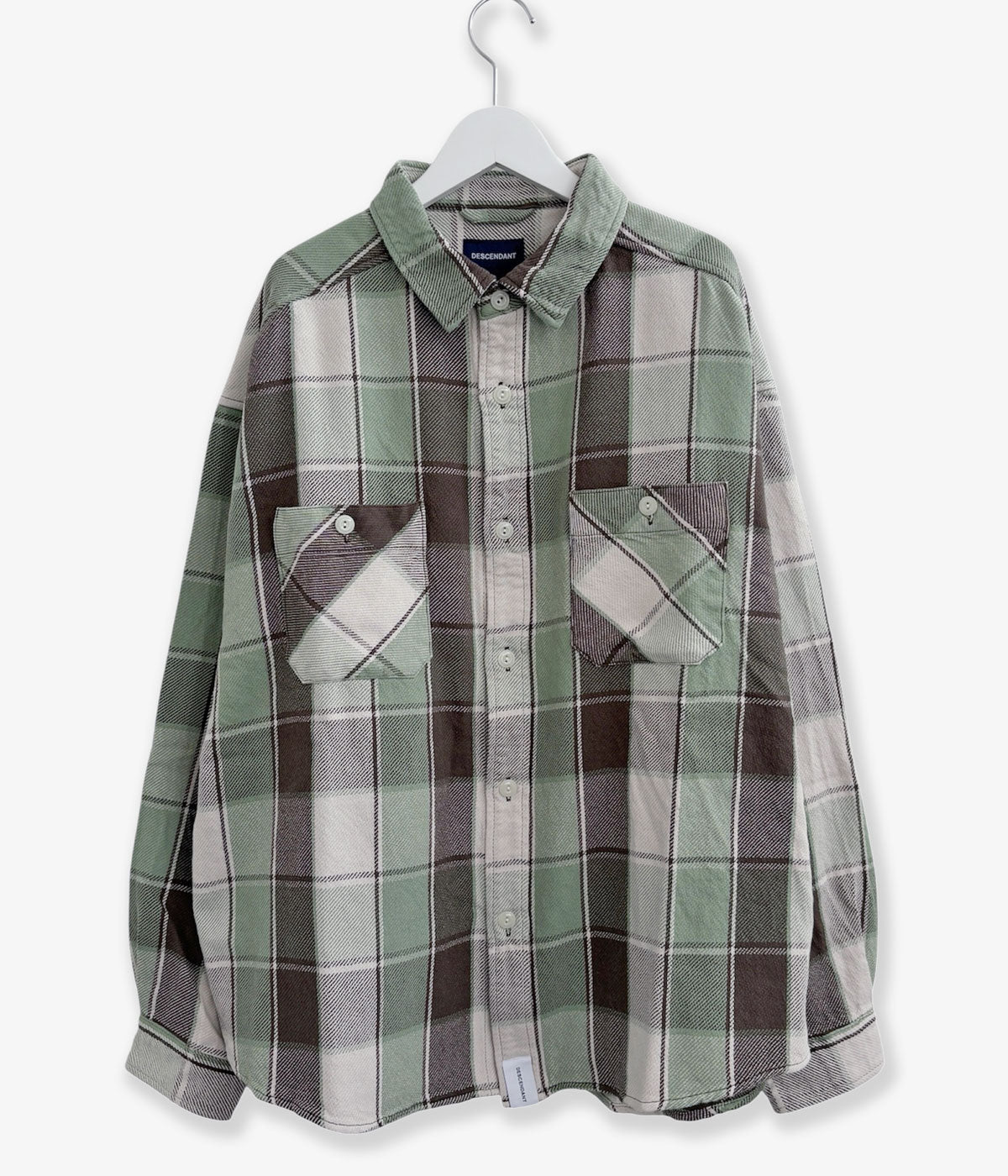 DESCENDANT/VANNING PLAID LS SHIRT (GREEN)