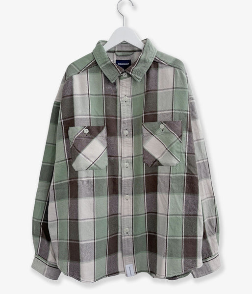 DESCENDANT/VANNING PLAID LS SHIRT (GREEN)